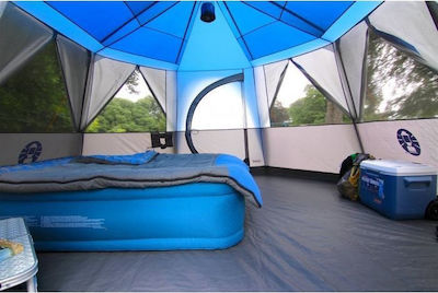 Coleman Octagon 8 Campingzelt Blau mit Doppeltuch 3 Jahreszeiten für 8 Personen 396x396x225cm