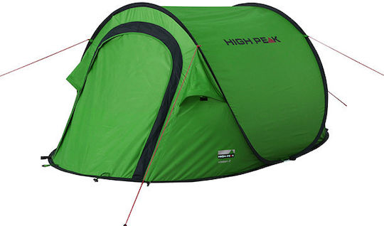 High Peak Vision 2 Camping Tent Pop Up Green With Double Cloth 3 Seasons For 2 People 235x140x100cm