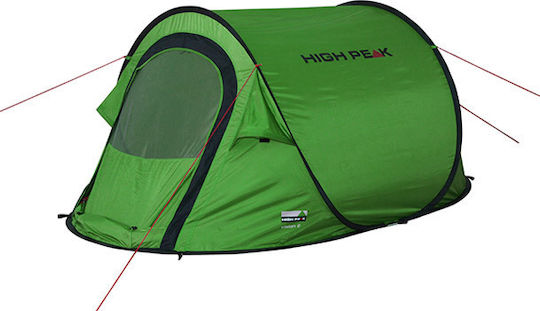 High Peak Vision 2 Camping Tent Pop Up Green With Double Cloth 3 Seasons For 2 People 235x140x100cm