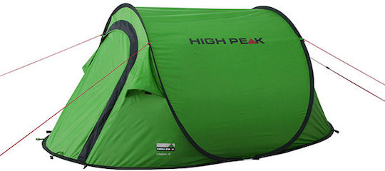 High Peak Vision 2 Camping Tent Pop Up Green With Double Cloth 3 Seasons For 2 People 235x140x100cm