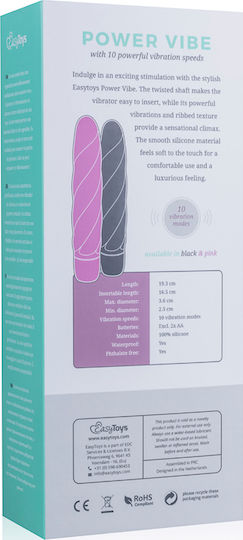 Easytoys Power Vibe Twisted Mini Реалистичен Вибратор 19см Черен