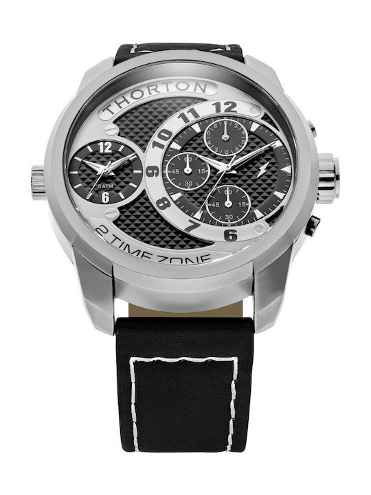 Thorton Watch Chronograph Battery with Black Leather Strap