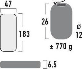 High Peak Tulsa Единично Подложка за къмпинг 183x47см С дебелина 6.5см в Черен цвят