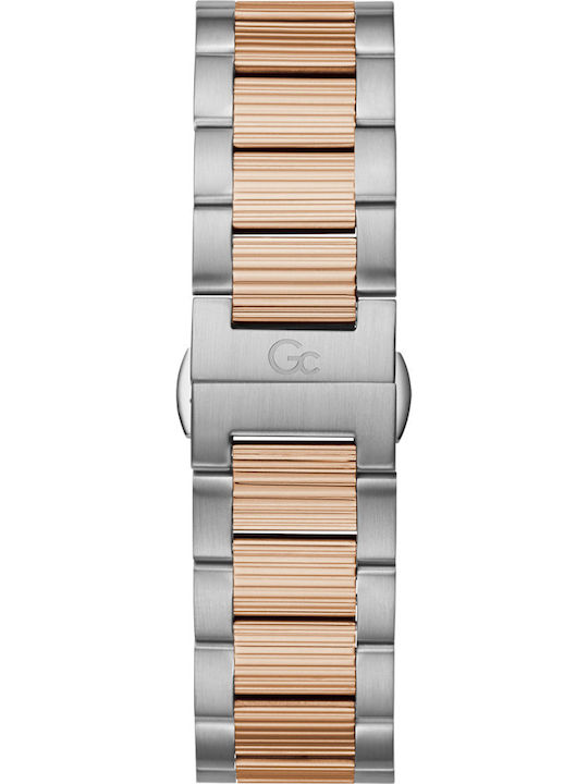 GC Watches Collection Mens Ανδρικό Ρολόι 44mm Χρονογράφος Μπαταρίας με Ασημί Μεταλλικό Μπρασελέ