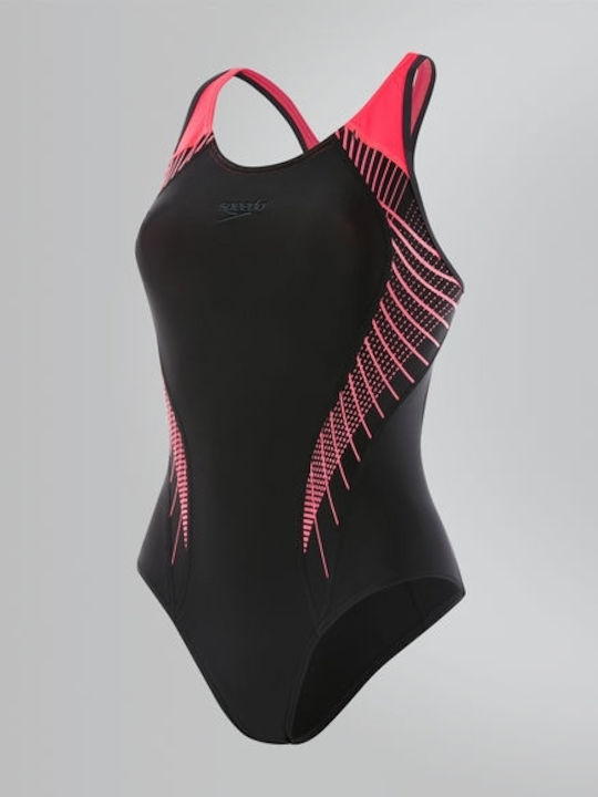 Fit Laneback Athletic One-Piece Swimsuit Black