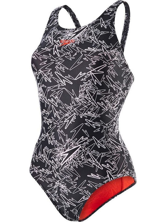 Boom Allover Athletic One-Piece Swimsuit Black