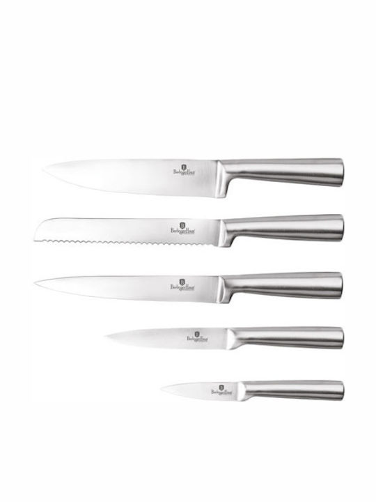 Berlinger Haus Metallic Line Knife Set With Stand of Stainless Steel Burgundy Collection BH-2450 5pcs