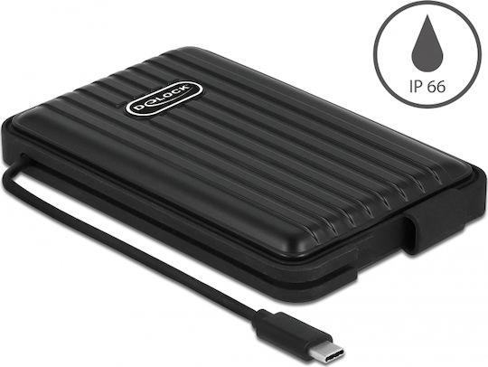 DeLock Hard Drive Case 2.5" SATA III with connection USB 3.2 Type-C in Schwarz color