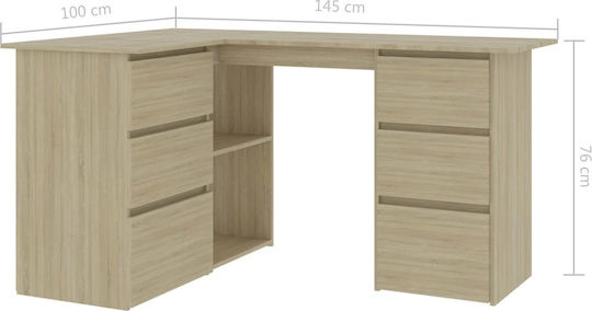 Ecke Schreibtisch Holz Beige 145x100x76cm