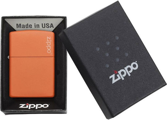 Zippo Classic Logo Winddichter Feuerzeug Flamme Orange Matt