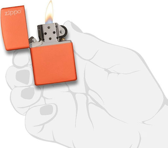 Zippo Classic Logo Winddichter Feuerzeug Flamme Orange Matt