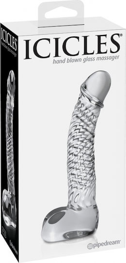 Icicles Icicles No 61 Γυάλινο Dildo με Όρχεις Clear 18cm
