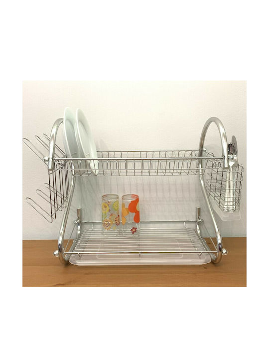 Sidirela Nova Dish Drainer Double Tier from Stainless Steel in Silver Color 53x23x32cm