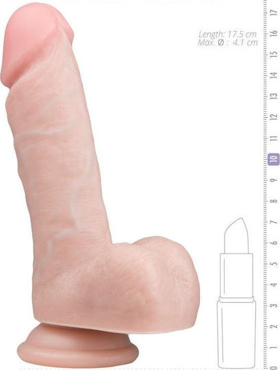Easytoys Glass Dildo with Balls and Suction Cup Flesh 17cm