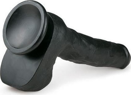 Easytoys Glass Dildo with Balls and Suction Cup Black 29cm