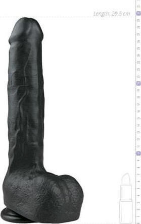 Easytoys Glass Dildo with Balls and Suction Cup Black 29cm