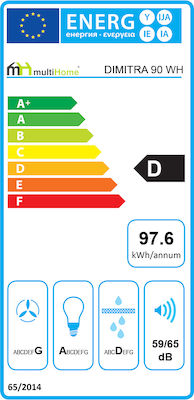 MultiHome Dimitra 90WH 907-002-0080 Free-standing Hood 90cm White