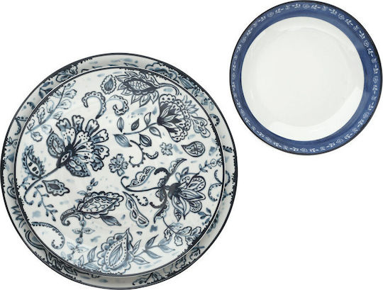 Cryspo Trio Mediterraneo Blue Porcelain Dinnerware Set 20pcs