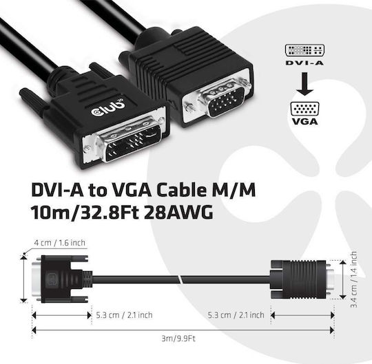 Club3D 3m DVI-A male to VGA male Cable Black (CAC-1243)