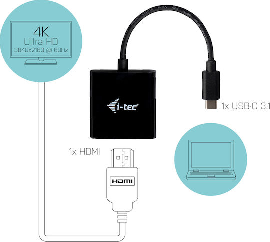 i-tec USB-C HDMI Adapter 4K/60 Hz Μετατροπέας USB-C male σε HDMI female 1τμχ