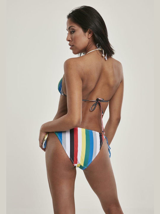 Urban Classics Bikini Set Triangle Top & Slip Bottom with Laces TB2795 Striped