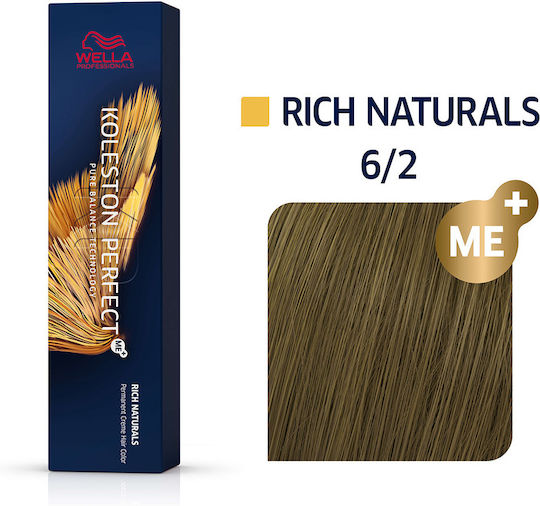 Wella Koleston Perfect Me+ Rich Naturals Βαφή Μαλλιών 6/2 Ξανθό Σκούρο Ματ 60ml