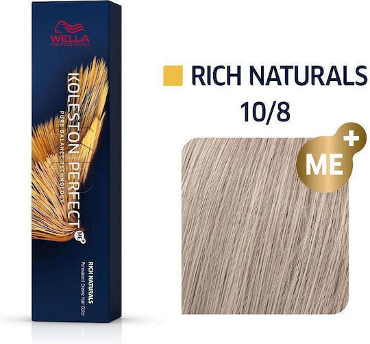 Wella Koleston Perfect Me+ Rich Naturals Βαφή Μαλλιών 10/8 Κατάξανθο Περλέ 60ml
