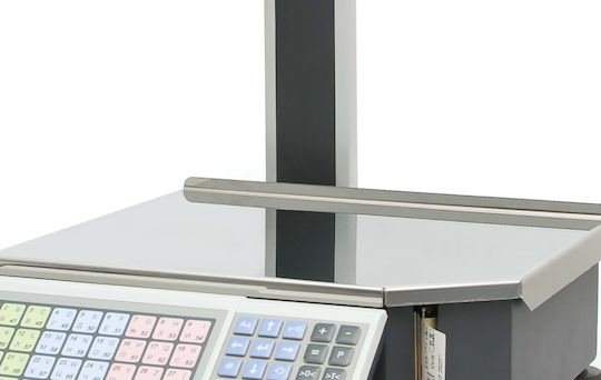 Elzab Eco Print 30 Elektronisch Einzelhandelswaage mit Säule und Etikettendruckfunktion mit einer Wiegekapazität von 15kg und einer Unterteilung von 5gr