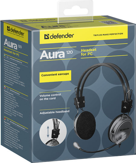 Defender Aura 120 On Ear Căști Multimedia cu microfon și conexiune Jack de 3,5 mm în culoarea Argintiu