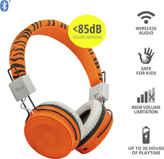 Trust Comi Wireless / Wired On Ear Headphones with 20 hours of Operation Orange