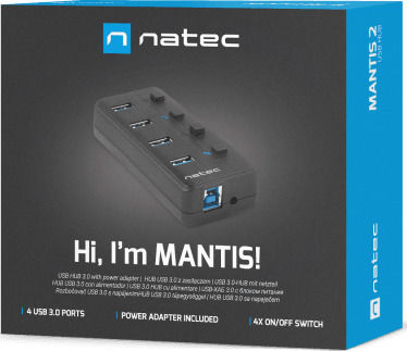 Natec Mantis Hub 4 Θυρών USB 3.0 με σύνδεση USB-A
