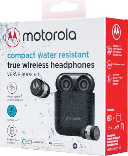 Motorola Vervebuds 110 Bluetooth Handsfree Earphones with Sweat Resistance and Charging Case Black
