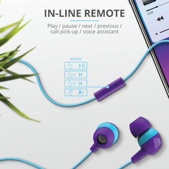 Trust Buddi Kids In-ear Handsfree με Βύσμα 3.5mm Μωβ