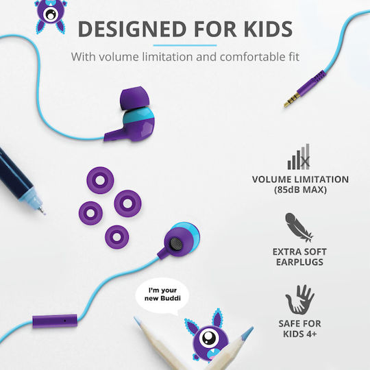 Trust Buddi Kids In-ear Handsfree με Βύσμα 3.5mm Μωβ