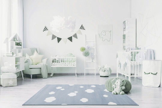 Alexander Carpets Облачета Детско килимче Облаци Blue & Cream 133x190см Дебелина 10мм
