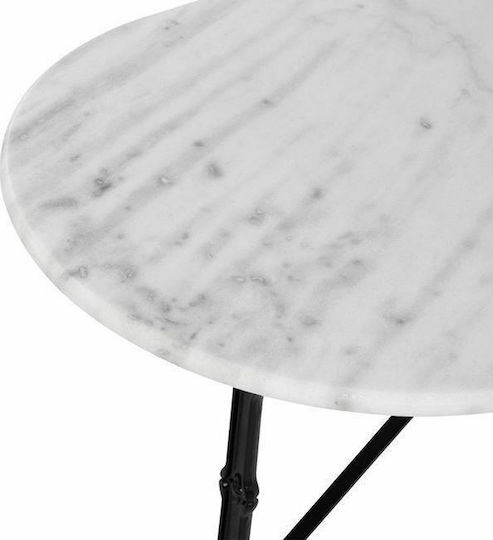 Delilah Outdoor Dinner Free Standing Table with Marble Surface and Cast Iron Frame White 120x59x72cm
