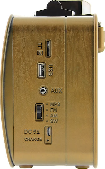 KEMAI MD-1909BT Retro Tabletop Radio Rechargeable with Bluetooth and USB Brown