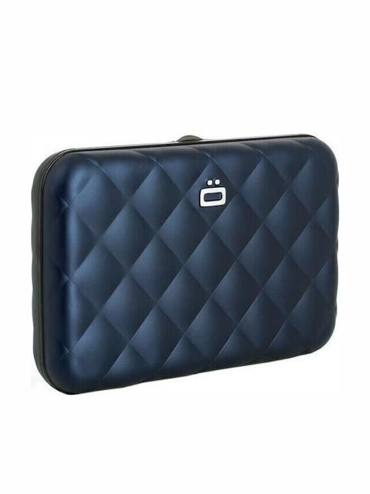 Quilted Button Small Women's Wallet Cards with RFID Blue