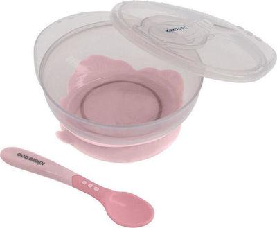 Kikka Boo Kinder-Essensbehälter-Set Bowl With Spoon aus Kunststoff Rosa 2Stück