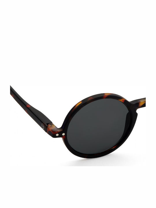 Izipizi #G Unisex Sunglasses with Brown Tartaruga Plastic Frame and Black Lens