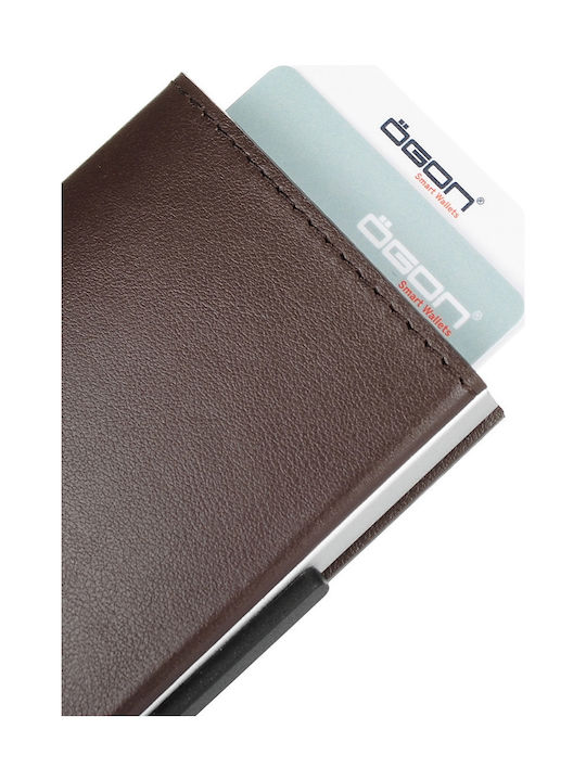 Cascade Men's Leather Card Wallet with RFID και Slide Mechanism Brown