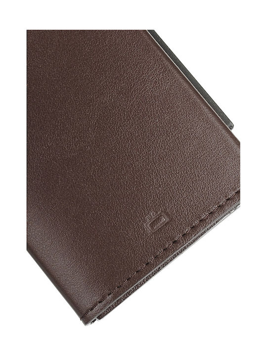Cascade Men's Leather Card Wallet with RFID και Slide Mechanism Brown
