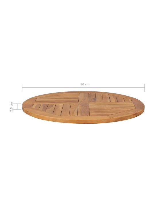 vidaXL Rund Tischoberfläche aus Massivholz in Braun Farbe 80x80x2.5cm 48986 1Stück