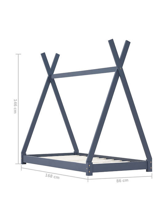 Детско Легло Montessori Единично Сив за Матрак 80x160см