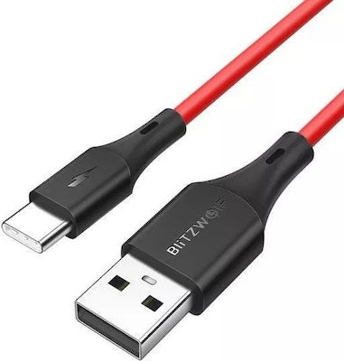 BlitzWolf BW-TC15 USB 2.0 Cable USB-C male - USB-A male Red 1.8m