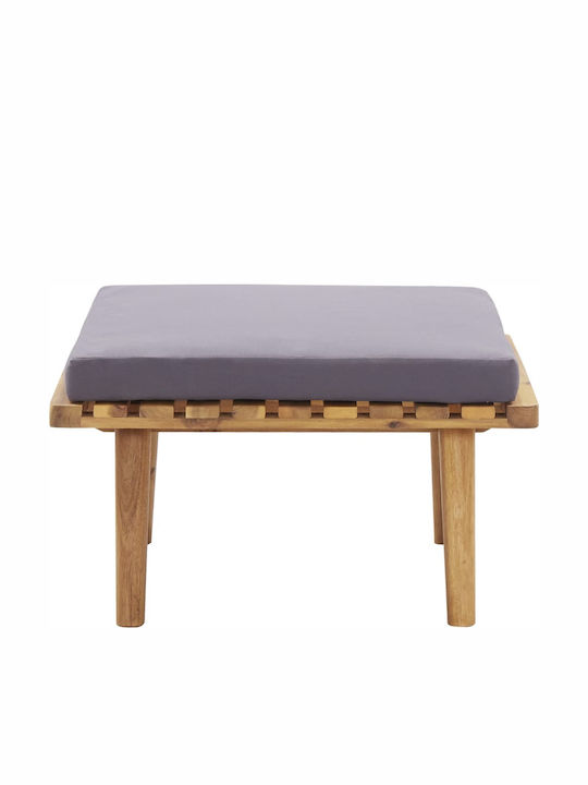 Wooden Stool Outdoor with Cushion Ακακία / Γκρι 1pcs 60x60x29cm