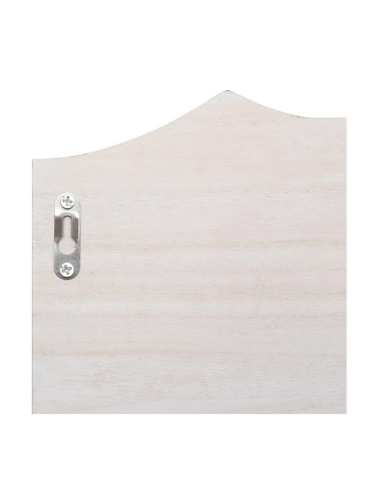 vidaXL Antique Wooden Wall Hanger 3 Hooks White 50x10x23cm
