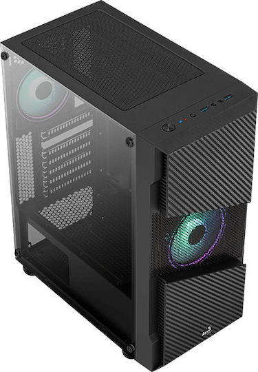 Aerocool Menace Saturn RGB Gaming Midi Tower Κουτί Υπολογιστή με Πλαϊνό Παράθυρο Μαύρο