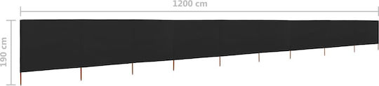 vidaXL Текстилен Панел За Ограда В Черен Цвят 1.6x12m