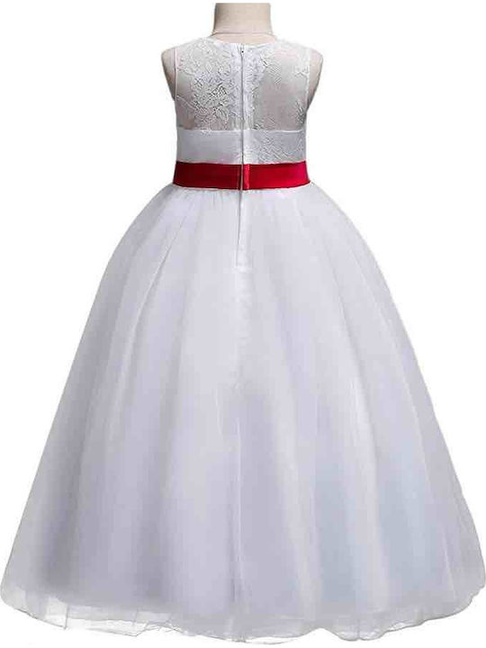Kinderkleid Ärmellos Tüll Weiß